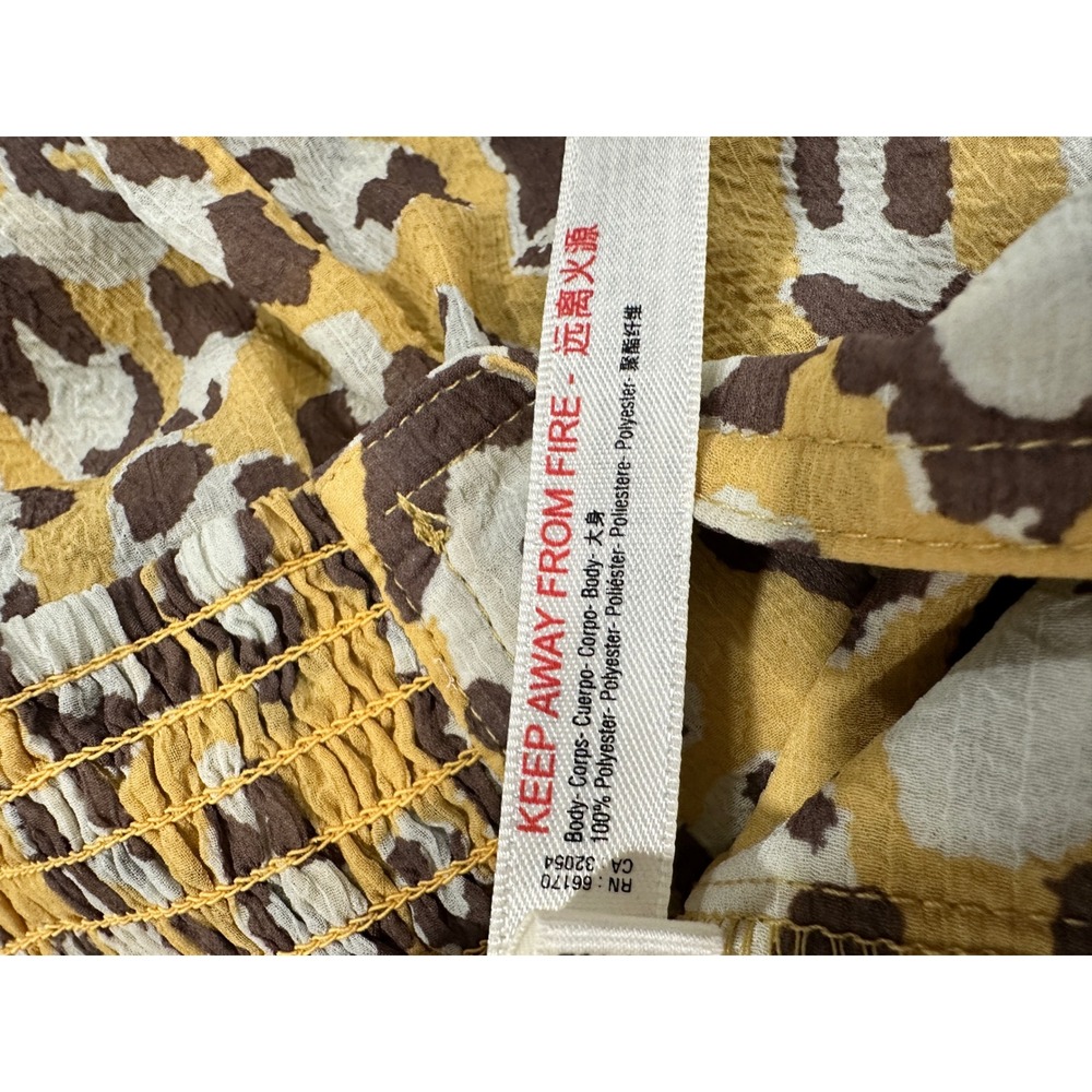 Intimately Free People Yellow Leopard Print Wide Leg Tie Waist Pants Large - Picture 5 of 7